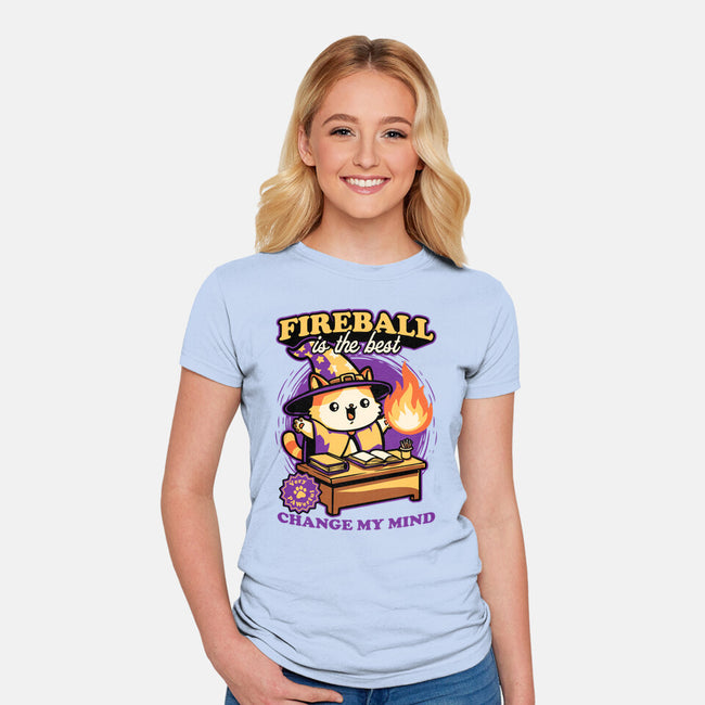 Wizard Cat Fireball-Womens-Fitted-Tee-Studio Mootant