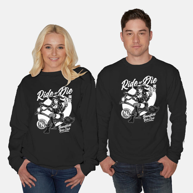 Biker Witch-Unisex-Crew Neck-Sweatshirt-Studio Mootant