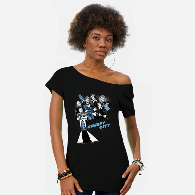 Creepy City-Womens-Off Shoulder-Tee-Studio Mootant