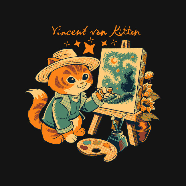 Impressionist Cat Sunflowers-Womens-Basic-Tee-worlddominationforcats