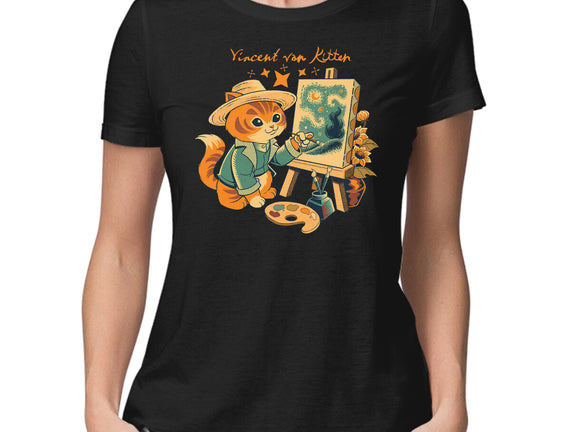 Impressionist Cat Sunflowers