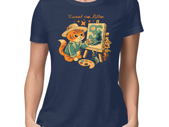 Impressionist Cat Sunflowers