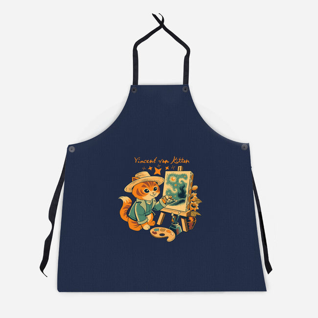 Impressionist Cat Sunflowers-Unisex-Kitchen-Apron-worlddominationforcats