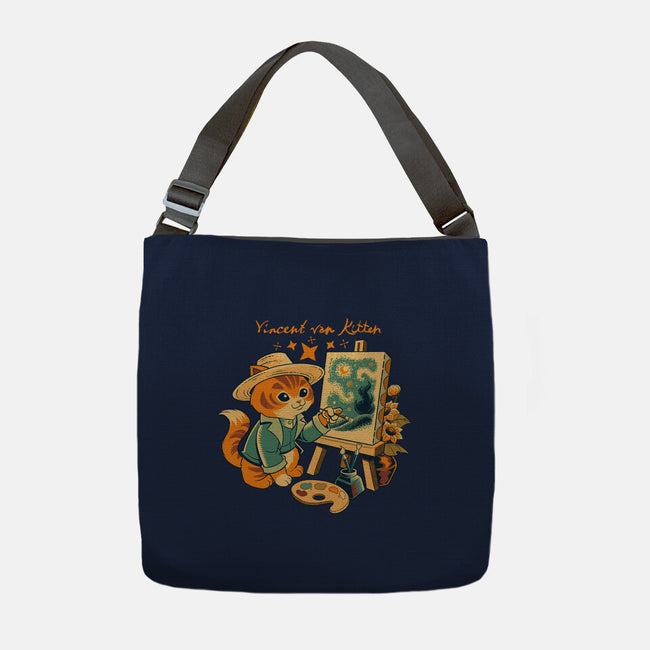 Impressionist Cat Sunflowers-None-Adjustable Tote-Bag-worlddominationforcats