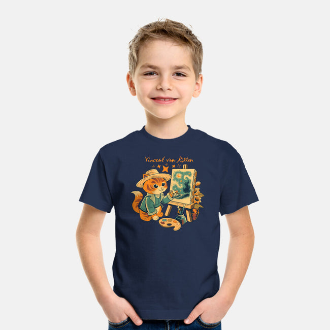 Impressionist Cat Sunflowers-Youth-Basic-Tee-worlddominationforcats