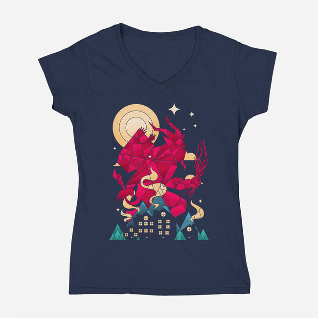 Krampus Midnight-Womens-V-Neck-Tee-sachpica