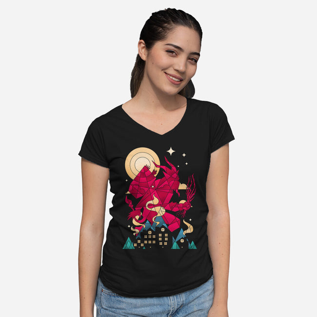 Krampus Midnight-Womens-V-Neck-Tee-sachpica