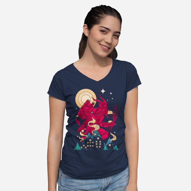 Krampus Midnight-Womens-V-Neck-Tee-sachpica