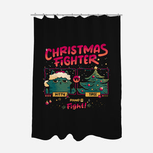 Christmas Fighter-None-Polyester-Shower Curtain-teesgeex