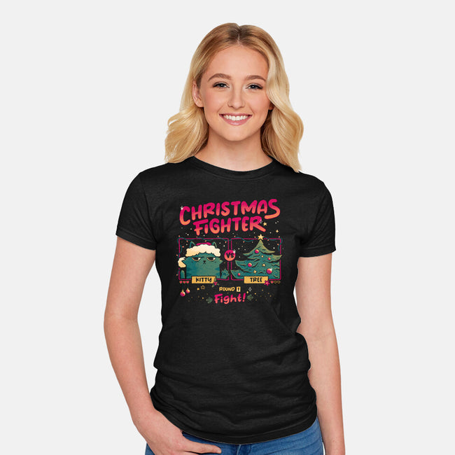 Christmas Fighter-Womens-Fitted-Tee-teesgeex