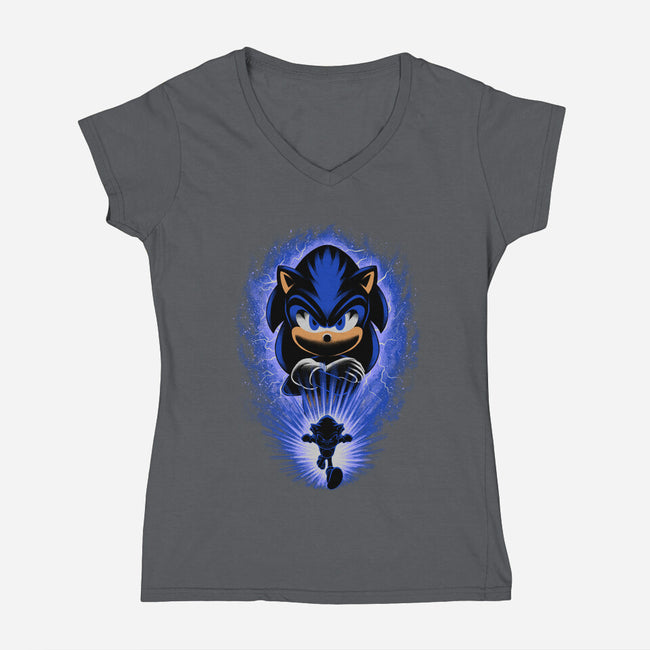 Big Blue Blur-Womens-V-Neck-Tee-rmatix