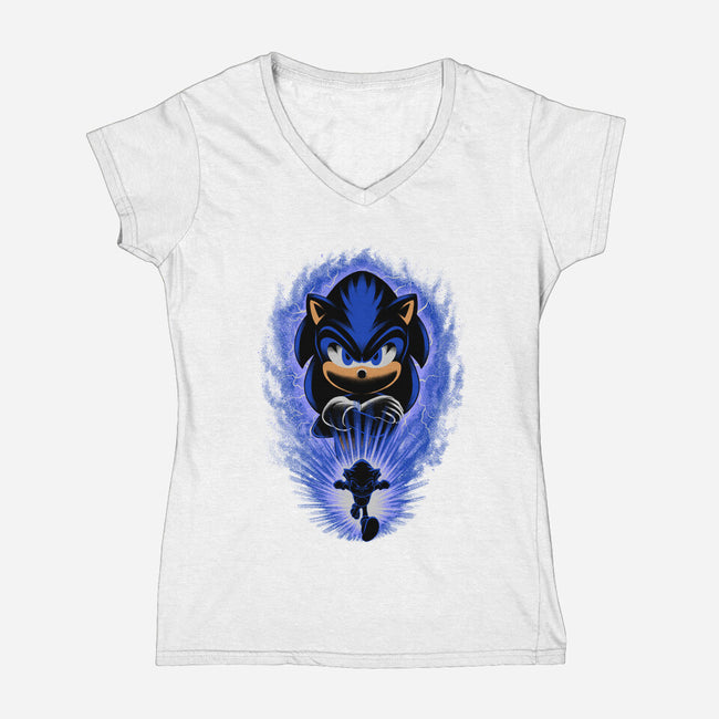 Big Blue Blur-Womens-V-Neck-Tee-rmatix