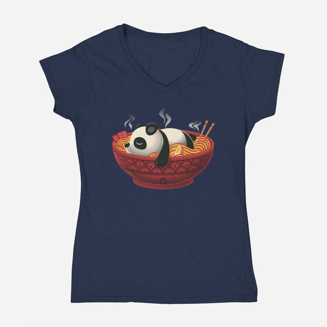 Sleepy Ramen Panda-Womens-V-Neck-Tee-erion_designs