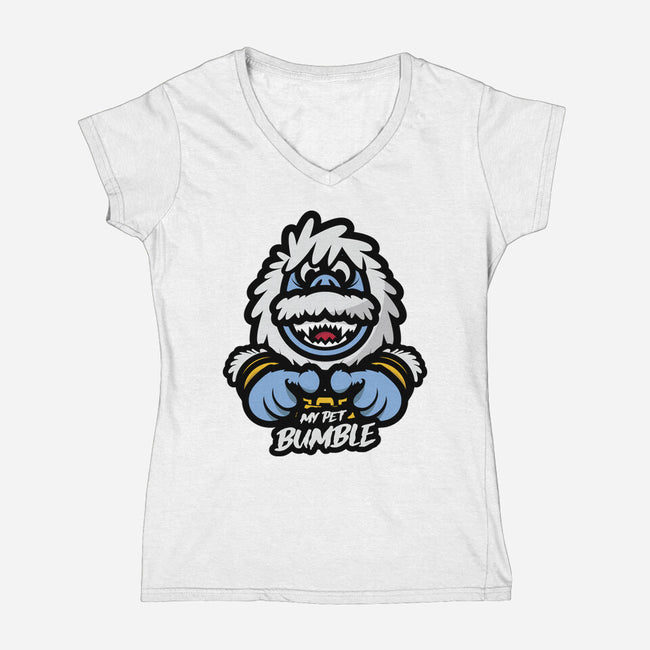 My Pet Bumble-Womens-V-Neck-Tee-jrberger