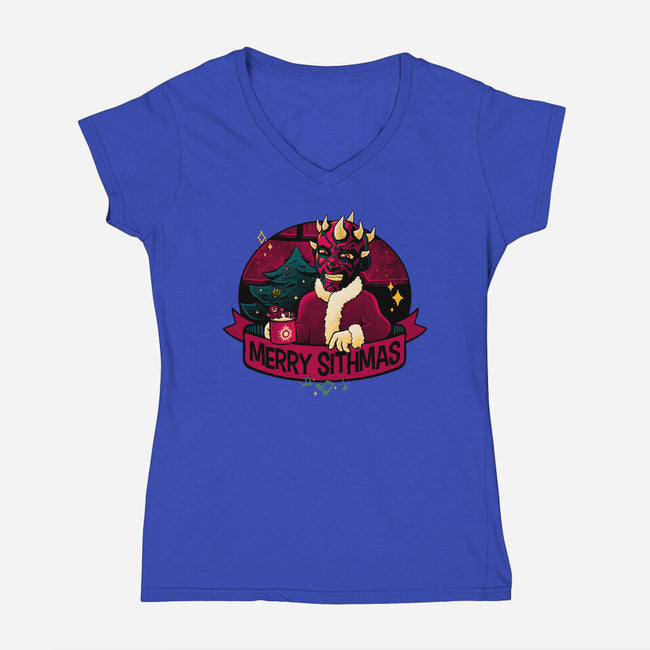 Merry Sithmas To All-Womens-V-Neck-Tee-teesgeex