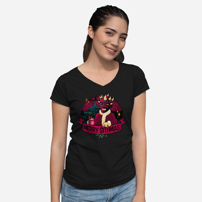 Merry Sithmas To All-Womens-V-Neck-Tee-teesgeex