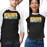 The Great Wave Kawaiiju-Unisex-Baseball-Tee-anarist