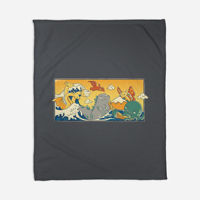 The Great Wave Kawaiiju-None-Fleece-Blanket-anarist