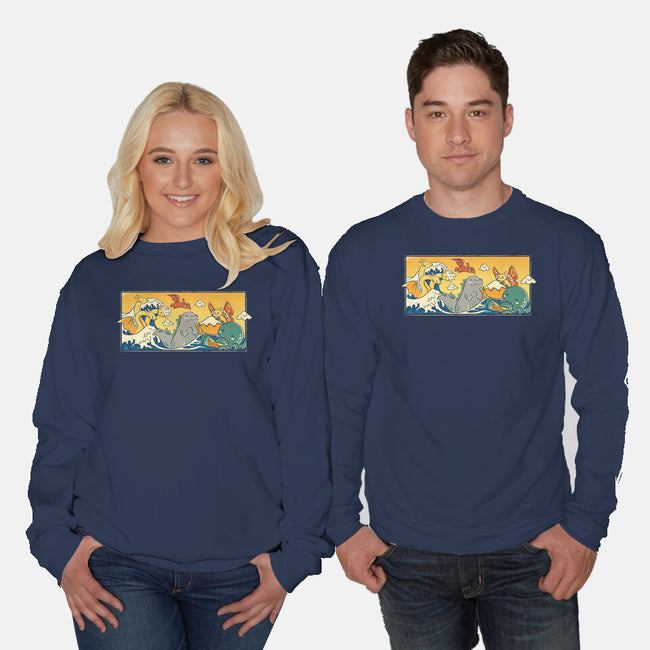 The Great Wave Kawaiiju-Unisex-Crew Neck-Sweatshirt-anarist