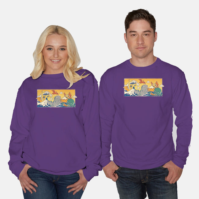 The Great Wave Kawaiiju-Unisex-Crew Neck-Sweatshirt-anarist