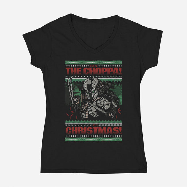 A Choppa Christmas-Womens-V-Neck-Tee-Arinesart