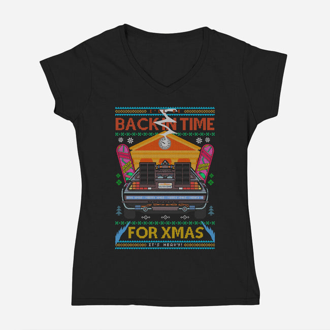 Back In Time For Christmas-Womens-V-Neck-Tee-Arinesart