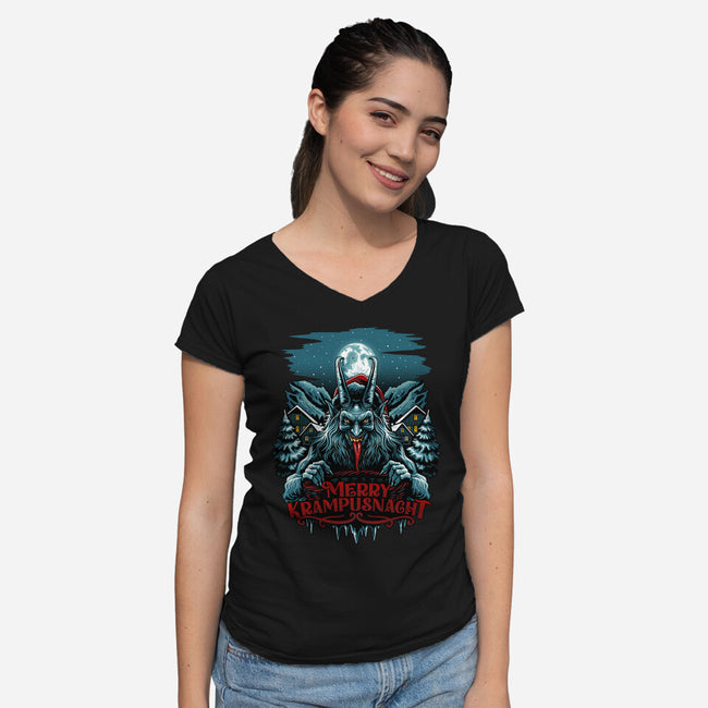 Merry Krampusnacht-Womens-V-Neck-Tee-daobiwan