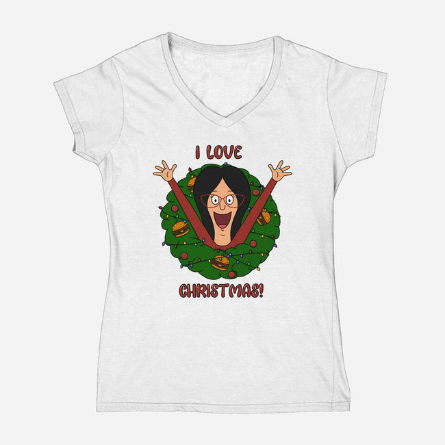 I Love Christmas-Womens-V-Neck-Tee-Alexhefe