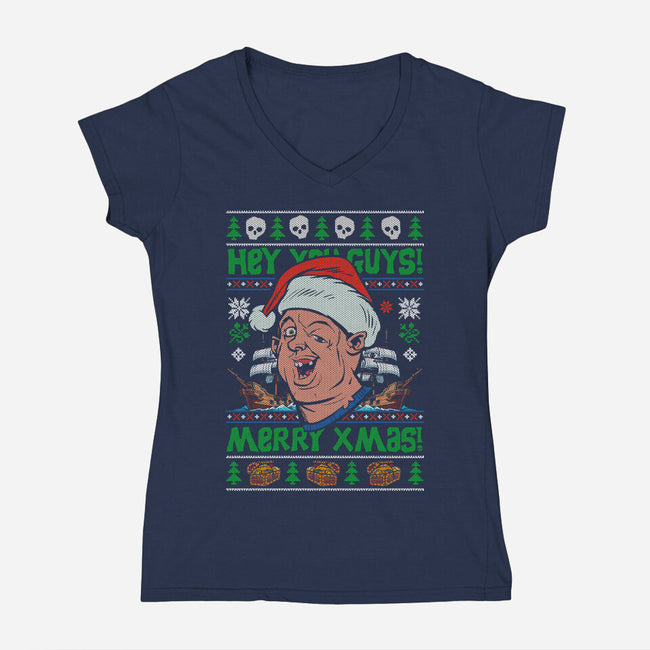 A Very Goon Docks Christmas-Womens-V-Neck-Tee-Arinesart