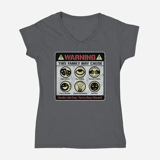 Family Warning-Womens-V-Neck-Tee-NMdesign