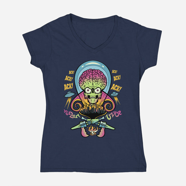 Martian Mayhem-Womens-V-Neck-Tee-sachpica