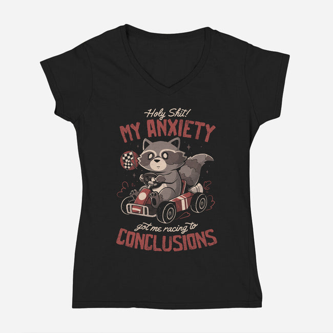 Racing To Conclusions-Womens-V-Neck-Tee-eduely