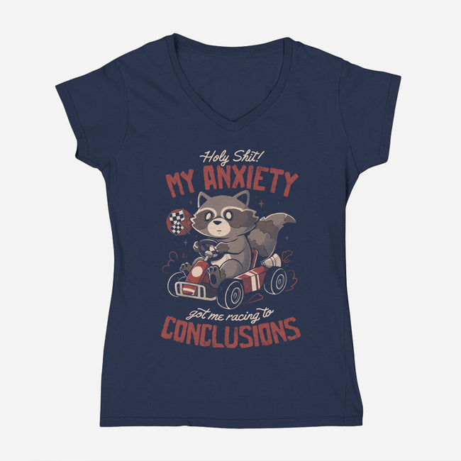 Racing To Conclusions-Womens-V-Neck-Tee-eduely