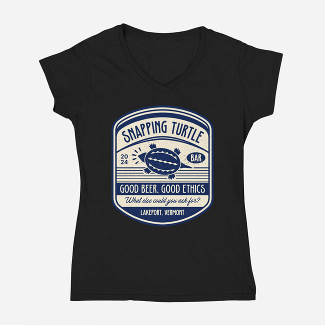 Snapping Turtle Emblem-Womens-V-Neck-Tee-LAGELANTEE