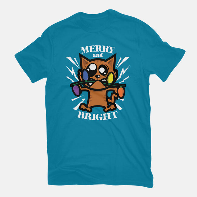 Merry And Bright Cat-Unisex-Basic-Tee-jrberger