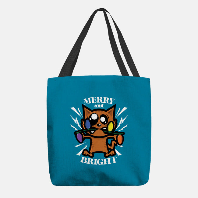 Merry And Bright Cat-None-Basic Tote-Bag-jrberger