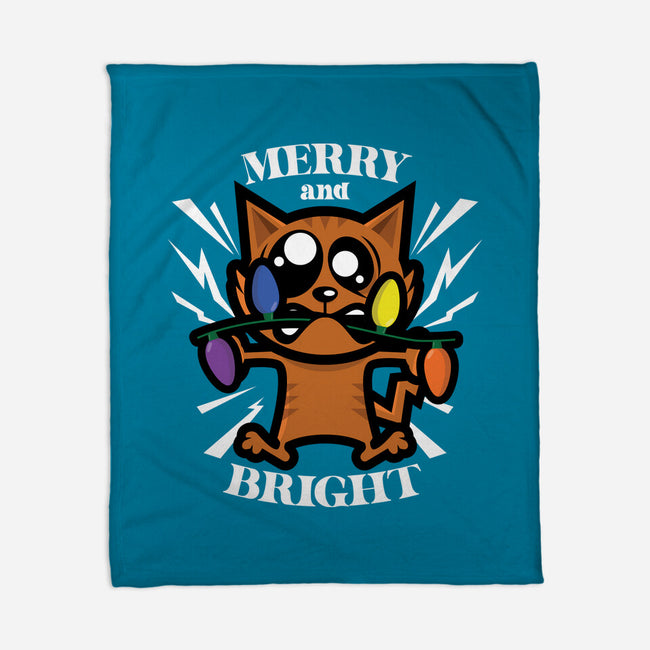 Merry And Bright Cat-None-Fleece-Blanket-jrberger