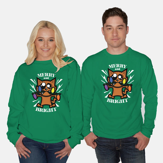 Merry And Bright Cat-Unisex-Crew Neck-Sweatshirt-jrberger