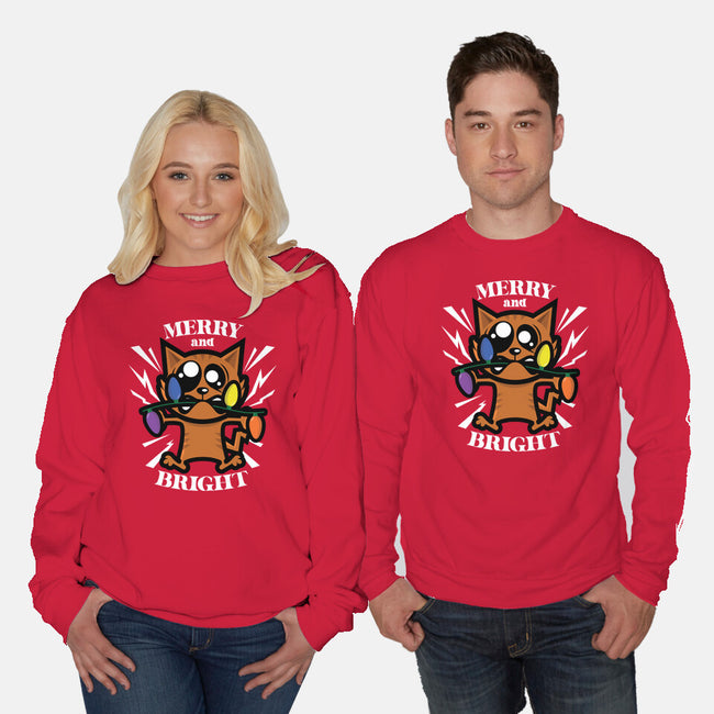 Merry And Bright Cat-Unisex-Crew Neck-Sweatshirt-jrberger