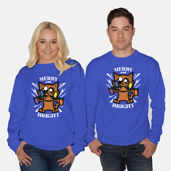 Merry And Bright Cat-Unisex-Crew Neck-Sweatshirt-jrberger