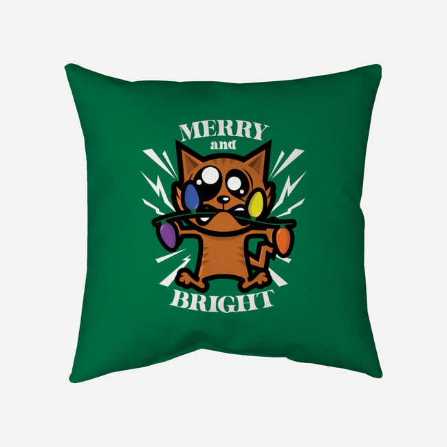 Merry And Bright Cat-None-Removable Cover w Insert-Throw Pillow-jrberger