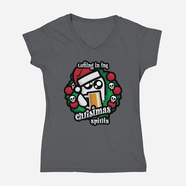 Getting In The Christmas Spirits-Womens-V-Neck-Tee-jrberger