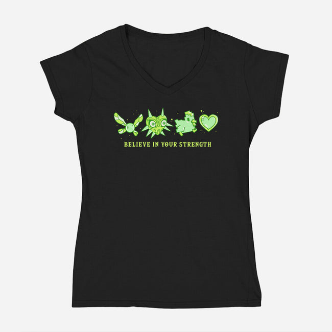 Believe In Your Strength-Womens-V-Neck-Tee-yumie