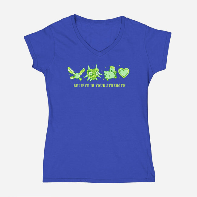 Believe In Your Strength-Womens-V-Neck-Tee-yumie