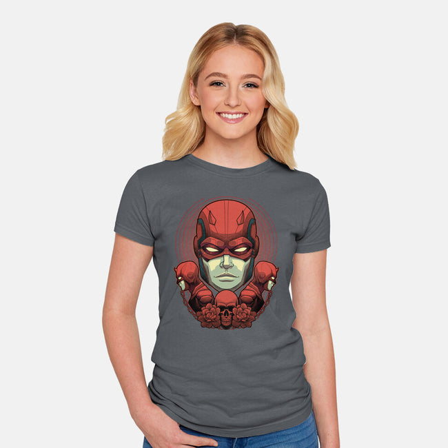 Crimson Devil-Womens-Fitted-Tee-Astrobot Invention