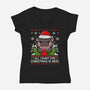 All I want For Christmas Is Moo-Womens-V-Neck-Tee-Vallina84