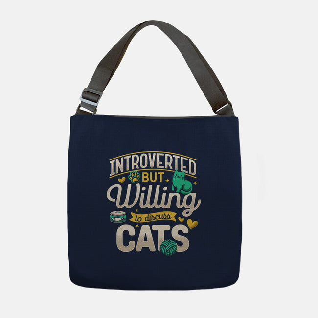 Introverted But Willing To Discuss Cats-None-Adjustable Tote-Bag-Herk Up Tees