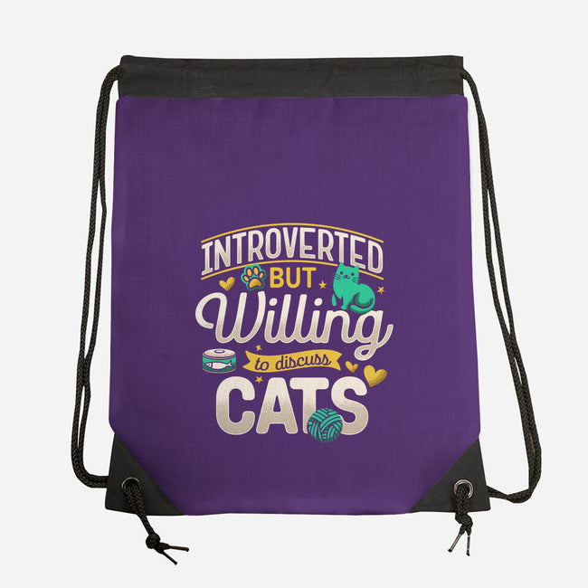 Introverted But Willing To Discuss Cats-None-Drawstring-Bag-Herk Up Tees