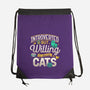Introverted But Willing To Discuss Cats-None-Drawstring-Bag-Herk Up Tees