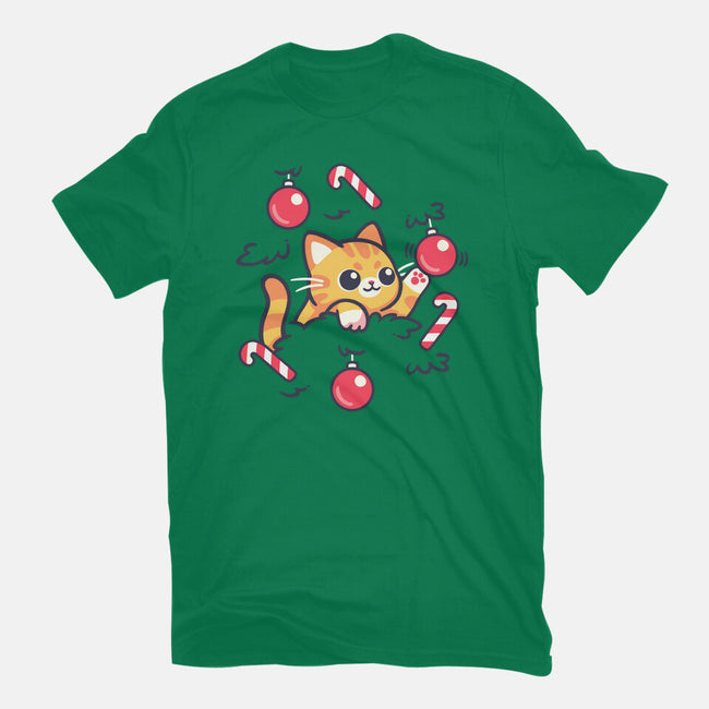 Cat In The Christmas Tree-Womens-Basic-Tee-NemiMakeit